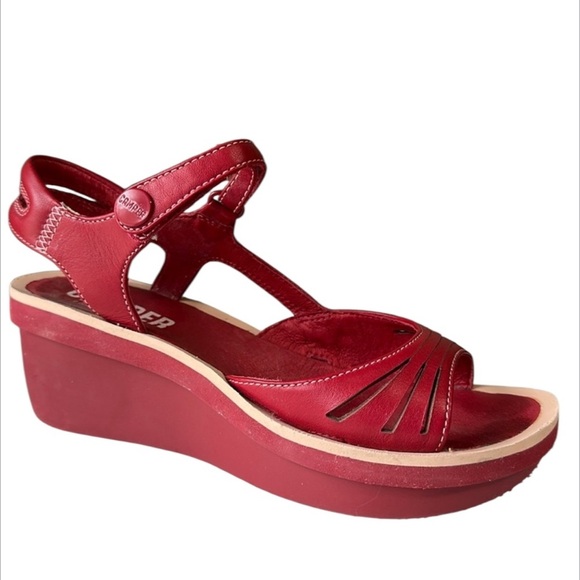 Camper Women's Beetle Ada Wedge Leather Strappy Lightweight Sandal Size 35 US 5 - Picture 1 of 15